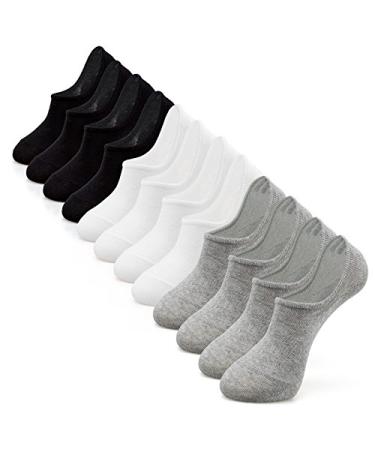 IDEGG Women and Men No Show Socks Low Cut Anti-slid Athletic Running Novelty Casual Invisible Liner Socks A_6 Pairs(2 Black, 2 Gray, 2 White) Small