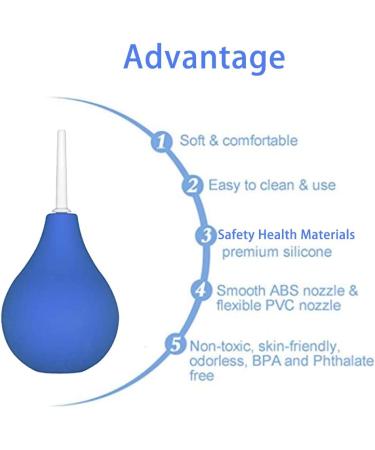 GNEGKLEAN Black Silicone Enema Bulb Kit 7.6oz with 19.7in Hose+4 Nozzles (Blue) | Anal Douche for Men and Women - Buy Online on GoSupps.com