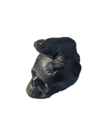 Stone Natural Black Obsidian Lizard Head Skull Figurine Hand Carved Quartz Animal Statue Crystal Stone Home Decoration Craft Balance Gemstone Decoration ERTEYIN