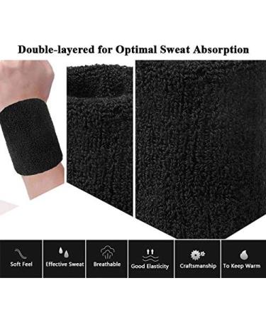 Unisex Moisture Wicking Terry Cloth Wristbands for Sports - 3 Pack (Black/White/Gray) - Buy Online on GoSupps.com