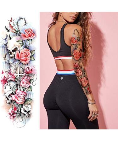 Colorful Sleeve Tattoos Stickers | Full Arm Temporary Tattoos for Kids & Women | 12-Sheet Pack - Buy Online on GoSupps.com