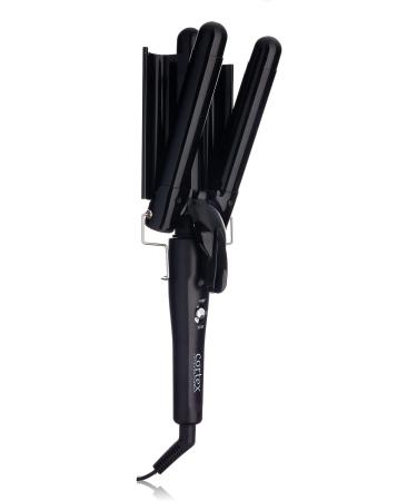 Cotex International Wave Maker - Ceramic Tourmaline Triple Barrels, Temperature Adjustable Portable Hair Waver in Black - Buy Online on GoSupps.com