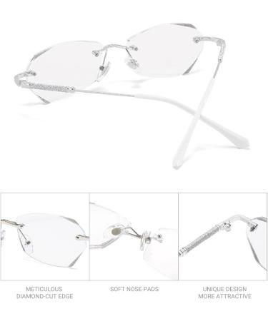 LUFF Rimless Reading Glasses for Women - Stylish Lightweight Anti Blue Light Readers | Classic Metal Frame Silver 4.0x - International Shipping Available - Buy Online on GoSupps.com