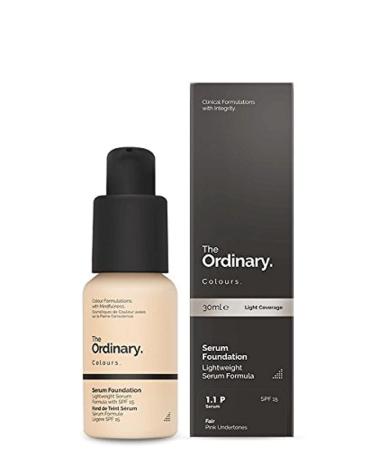 The Ordinary Serum Foundation 30ml Lightweight Pigment Suspension System with Moderate Coverage (1.1P Fair Pink Undertones) 30 ml (Pack of 1) 1.1 P Fair
