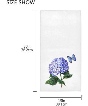 Blue Hydrangea Butterfly Hand Towels - 16x30 Spring Summer Watercolor Floral Towel for Bathroom, Kitchen, Gym, and Spa - Buy Online on GoSupps.com