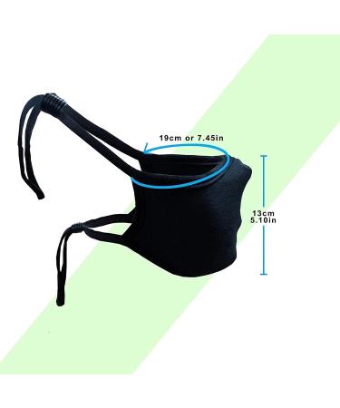 Kunstify 5-Piece Adjustable Black Fabric Masks for Adults & Children | Unisex Headstrap & Ear Loop Protection - Buy Online on GoSupps.com