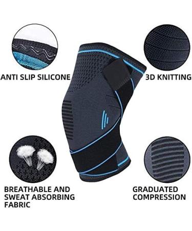 NTRH Adjustable Knee Brace for Arthritis, ACL, Meniscus Tear - Blue - Unisex Sports Knee Support - Buy Online on GoSupps.com