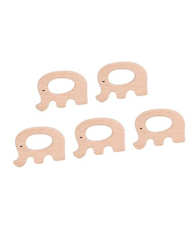 5Pcs Beech Wooden Teething Toy | Elephant Shape | Natural Baby Nursing Accessories - Buy Online on GoSupps.com