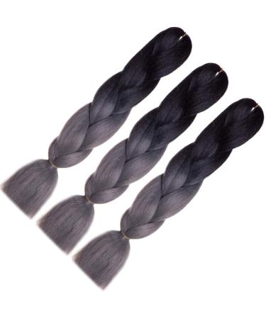 LDMY Ombre Dark Grey Jumbo Braiding Hair - 24 inch 2 Tone Synthetic Kanekalon Extensions for Wigs & Cosplay | 6PCS/Pack 100G/PC - Buy Online on GoSupps.com