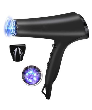 Fast Hairdryer Professional Hair Dryer 2200W Powerful Constant Temperature Hair Dryer with Ionic Conditioning 3 nozzles with 2 Speed and 3 Heat Setting with Cool Shot Button Anti-frizz Low Noise