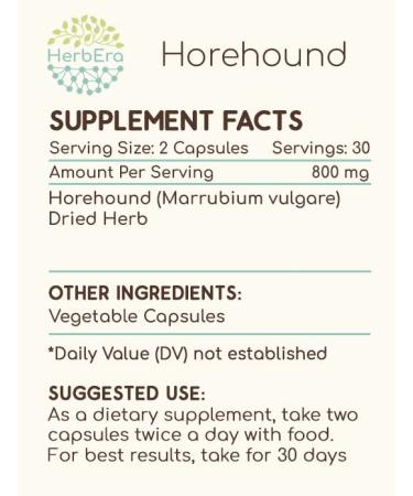 Horehound 60 Capsules, 400 mg, Horehound (Marrubium vulgare) Dried Herb (60 Capsules) 60 Count (Pack of 1) - Buy Online on GoSupps.com