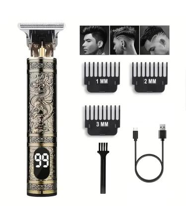 Professional Hair Clipper Kit for Men Hair Trimmer Zero Gapped T-Blade Trimmer Cordless Rechargeable Edge Clippers Electric Beard Trimmer Shaver Hair Cutting Kit with LCD Display 3 Combs Included