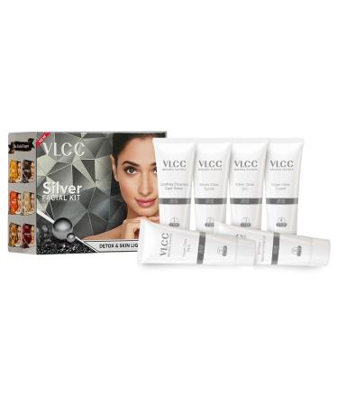 VLCC Natural Silver Facial Kit - Salon Quality Facial at Home | 6 Easy Steps | Cleanser Scrub Cream & More | 2.12 Oz/60g - International Shipping - Buy Online on GoSupps.com