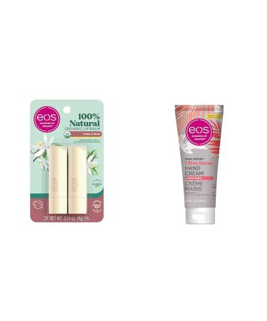 eos 100% Natural & Organic Lip Balm Sticks- Vanilla Bean & Shea Better Hand Cream - Coconut Vanilla Bean Lip Balm + Hand Cream - Coconut