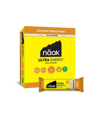 N AK Caffeine Ultra Energy Bars Caramel Macchiato 12 count 50g | Vegan Plant-Based Protein Non GMO