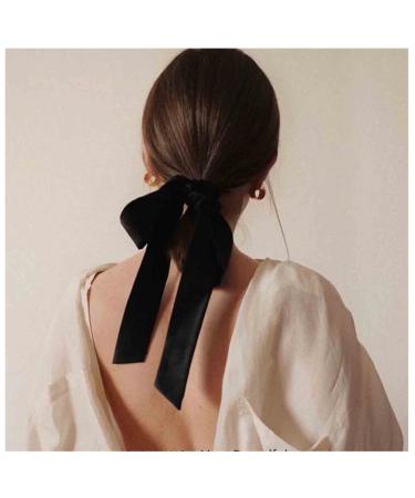 Yheakne including hair loop cock satin loop long cock headdress winter hair clip headgear hair jewelry for women and girls gifts (black) black 1 piece (1 Pack)