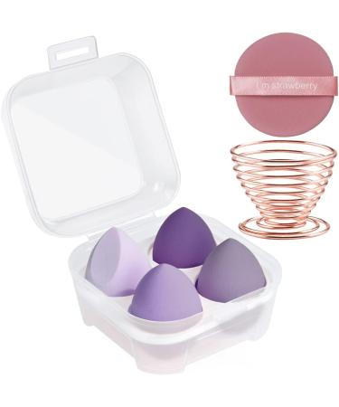 AUAUY 6 Pcs Makeup Sponges Blender Set 4 Pcs Professional Beauty Sponge Foundation Blending Blender with 1 Sponge Holder 1Powder Puff Multi-colored Makeup Sponges for Cream Liquid and Powder 4pcs-Purple - Buy Online on GoSupps.com