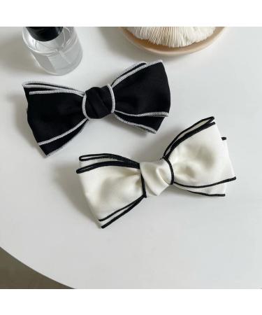 2 Pack Elegant Bow Hair Clips - Black and White Hair Barrettes for Women and Girls - Buy Online on GoSupps.com