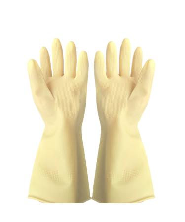 Household gloves long rubber gloves cleaning gloves washing gloves reusable kitchen gloves for garden car wash work (beige s) s beige