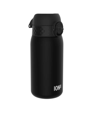 Ion8 Kids Water Bottle 350 ml/12 oz Leak Proof Easy to Open Secure Lock Dishwasher Safe BPA Free Carry Handle Hygienic Flip Cover Easy Clean Odour Free Carbon Neutral Black 350ml OneTouch 2.0
