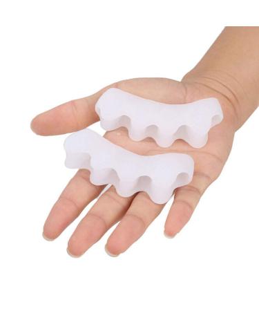 1Pair Gel Toes Separators Orthotics Stretchers Align Correct Overlapping Toes Bunion Corrector for Women Men Toe Spacers (White)