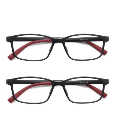 IEYELUUK Comfortable Reading Glasses Flexible Non-Slip (2 Pack) Double Injection Lightweight with Case 2 Black 2.5 x