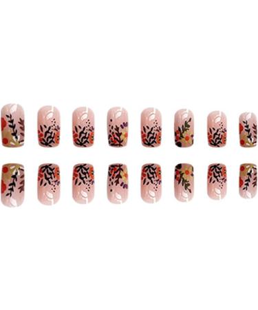 24Pcs/Box Flower Short Detachable Finished Fingernails Wearable Fake Nails Press on Square Head Full Cover Press on Nails for Wide Nail Beds Long Length Cute Designs Summer Z183 - Buy Online on GoSupps.com