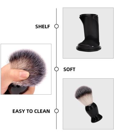 Patkaw Men's Shaving Brush - Plastic Hairdressing Salon Brush with Stand | Wet Shave Security Tool | Perfect Gift for Husbands & Fathers - Black - Buy Online on GoSupps.com