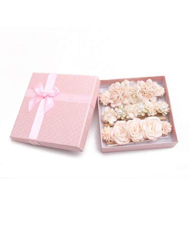 Baby Girl Flower Headbands Set - 3Pcs Elastic Hair Band Crown Wraps for Newborn Infant Toddler by mligril (Beige) - Buy Online on GoSupps.com
