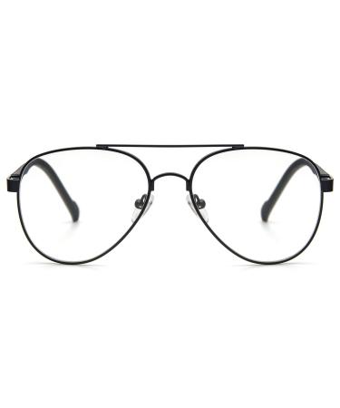 Kokobin vintage metal frame reading glasses aviator toad frame objective anti blue light women men computer reading glasses (black 2.0) 2.0 black