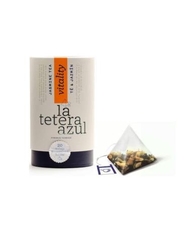 LATETERAZUL La Tetera Azul | Black Tea and Jasmine | Relaxing Black Tea | Jasmine Black Tea Flavour Gift Tube - 20 Pyramids (40 g)
