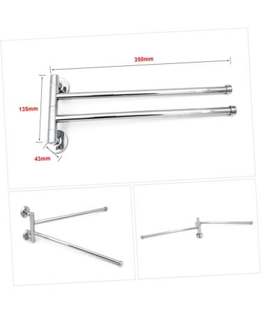 Alipis Stainless Steel Pendant Double Bath Towel Holder Tower Holder Arm Swing No Punching to Rotate Silver Medium - Buy Online on GoSupps.com