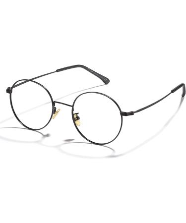 Cyxus Round Blue Light Computer Glasses - UV Blocking Clear Lens Metal Eyewear for Men & Women - Relieve Digital Eye Strain & Headache - Ultra Light Design - Black - Buy Online on GoSupps.com