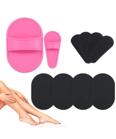 Weescie 10 piece of hair removal Pad sets 2 sizes pink smooth legs skin pad and 8 pieces peeling black fine sandpaper face lips arm hair removal set for women girls skin care