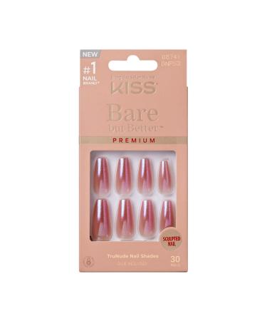 KISS False Nails Kit Bare but Better Ready to Wear Sculpted Nails Stick and Glue Included Long Length Coffin Shape Long-Lasting Hottest Trend Glue on Nails Convenient & Easy to Apply Shiny