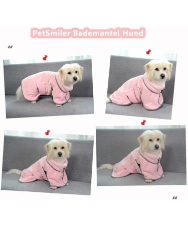 Petsmiler Dog Bathrobe - Quick Dry Velcro Robe for Large Dogs | Ideal After Swimming & Rain - Pink M - Buy Online on GoSupps.com