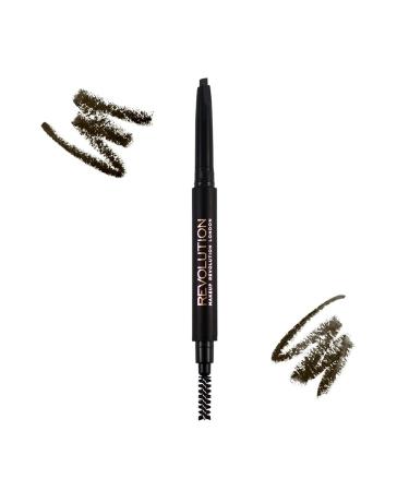 Makeup Revolution Duo Brow Definer Precision Eyebrow Pencil (Dark Brown)