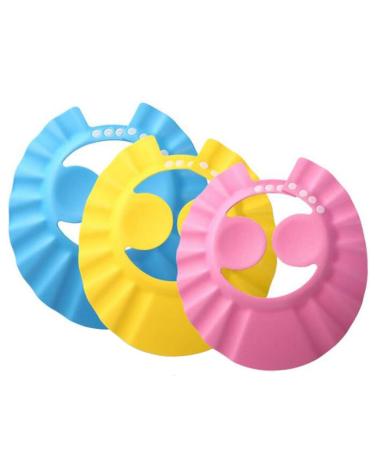 ericotry 3pcs Soft Adjustable Shampoo Shower Bath Bathing Protection Cap Hat Wash Hair Shield Hat for Toddler's Baby Children & Kids to Keep the Water Out of Their Eyes & Face(Color Random)