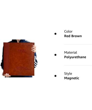ZOVIEW Magnetic Self-Stick Family Photo Album | Leather Cover | Handmade DIY | Holds Various Photo Sizes | Red Brown Large Album - Buy Online on GoSupps.com