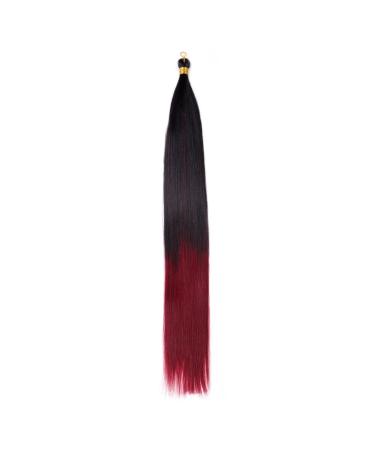 Feather Hair Extension 2 pcs Long Bone Straight Synthetic Hair Extension Easy Silky Bulk Crochet Braid Bundle Pre Stretched Fiber Braiding (Color : Tbug Size : 22inches) 22inches Tbug