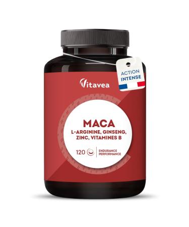 Booster Puissant Performances Masculines - Maca Ginseng - Vigueur Energie Endurance Musculation - 6 Actifs Puissants - L-Arginine Zinc Vitamines B6 & B12-120 comprim s - 2 mois - Vitavea