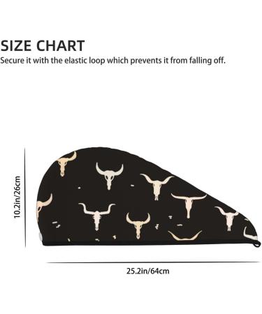 Super Absorbent Cow Skulls Microfiber Hair Towel | Quick Dry Coral Velvet Wrap for Long Curly Thick Hair - Buy Online on GoSupps.com