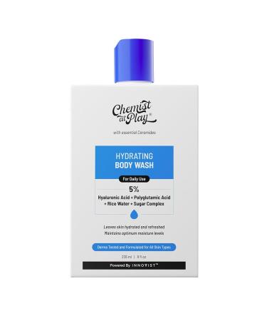 Chemist at Play Hydrating Body Wash | With 5% Hyaluronic Acid Bodywash for Intense Hydration | Reduces Flakes & Itchiness | For Dry Skin | Polyglutamic Acid & Hyaluronic Acid | For Women & Men | 236ml