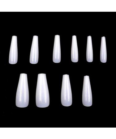 iSpchen 100 Pcs Acrylic Artificial Long Ballerina Nails - Natural Color DIY Nail Art Design - Transparent Fake Nails for Perfect Manicure - Buy Online on GoSupps.com