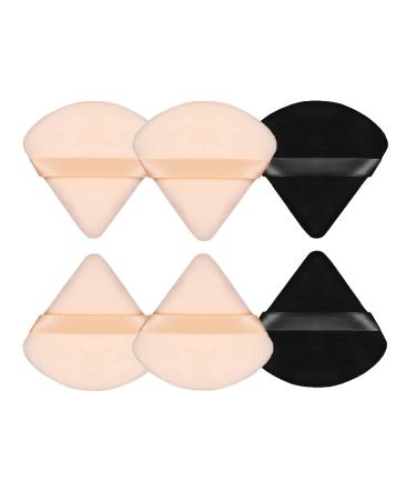 6 Pcs Powder Puff Triangle Powder Puff with Strap Pure Cotton Powder Puff Velvet Face Powder Puff for Contouring Under Eyes and Corners Beauty Makeup Tools.