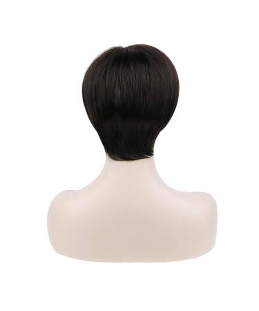 Buy Becus Short Pixie Cut Wig for Women - Heat Resistant Dark Brown Synthetic Hair with Bangs - Buy Online on GoSupps.com