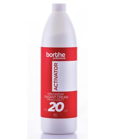 Borthe Professional Creme Hair Developer Activator Peroxide for Hair Colouring Long Lasting Colour and Grey Coverage 6% 20 Volume 1000ml 6 % / 20 Volume 1 l (Pack of 1)