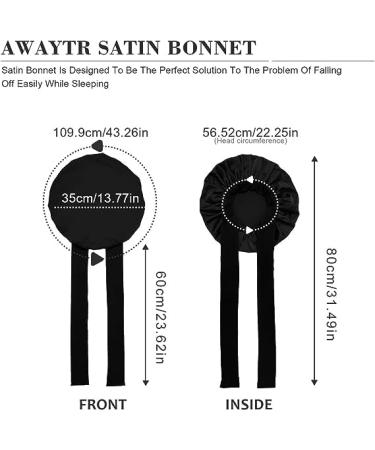 WUBAYI 2PCS Satin Bonnet Silk Bonnet Hair Wrap for Sleeping Hair Bonnet for Bath Tie Band for Women Long Curly Braid Hair Black Red - Buy Online on GoSupps.com