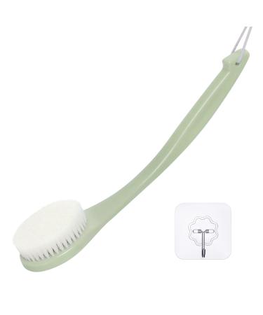 VANZAVANZU Bath Body Brush Never Mold Back Body Scrubber for Shower Dry Exfoliating Brush or Wet Shower Brush with Anti Slip Long Handle Moderate Bristles (Sage Green PE)