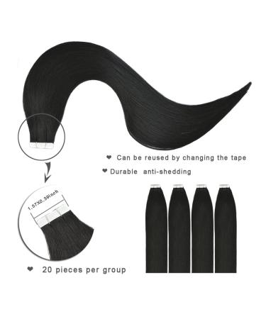 Buy 18 Inch Dark Black Tape In Extensions - Real Hair 50g Seamless 20 Pieces - Buy Online on GoSupps.com